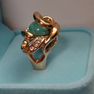 Turquoise Unique gold plated ring SZ 8